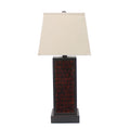 31" Black Metal Bedside Table Lamp With White Shade