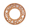 24" Brown Round Wood Framed Accent Mirror
