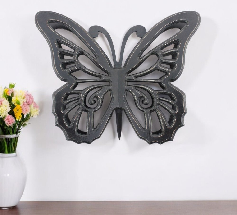 23" X 19" Black Butterfly Wood Hanging Dimensional Sculpture