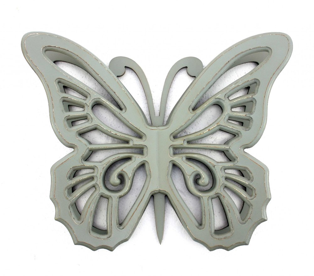23" X 19" Gray Butterfly Wood Hanging Dimensional Sculpture