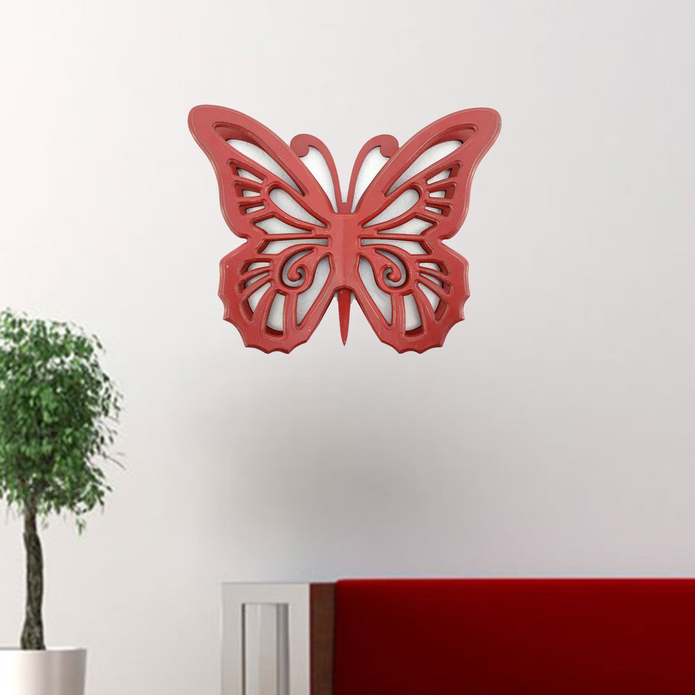 23" X 19" Gray Butterfly Wood Hanging Dimensional Sculpture