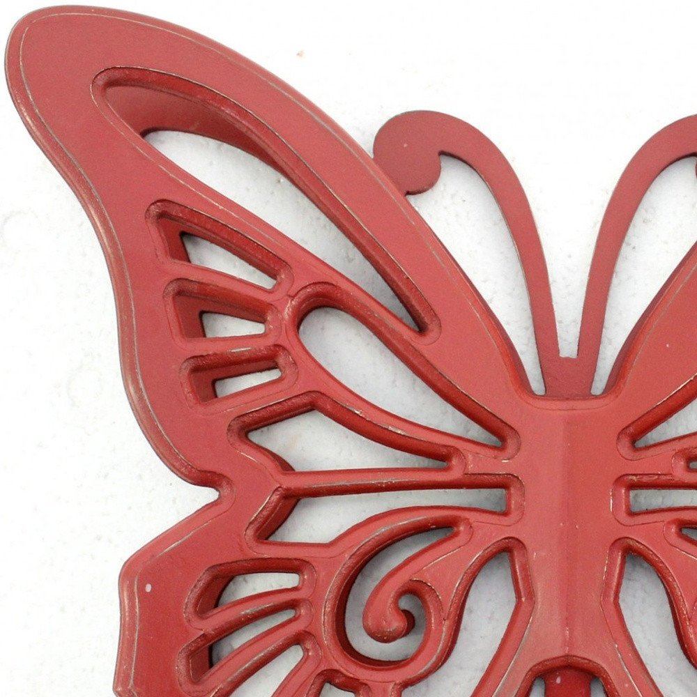23" X 19" Gray Butterfly Wood Hanging Dimensional Sculpture
