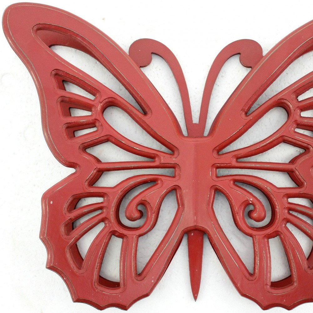 23" X 19" Gray Butterfly Wood Hanging Dimensional Sculpture