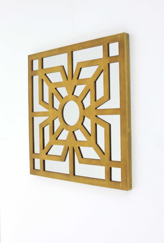 24" Black Abstract Wood Framed Accent Mirror