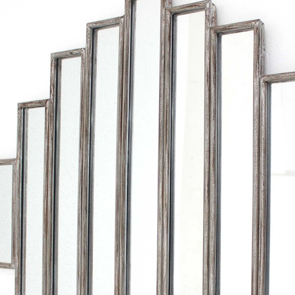 36" X 36" Silver Wood And Mirror Hanging Dimensional Sculpture