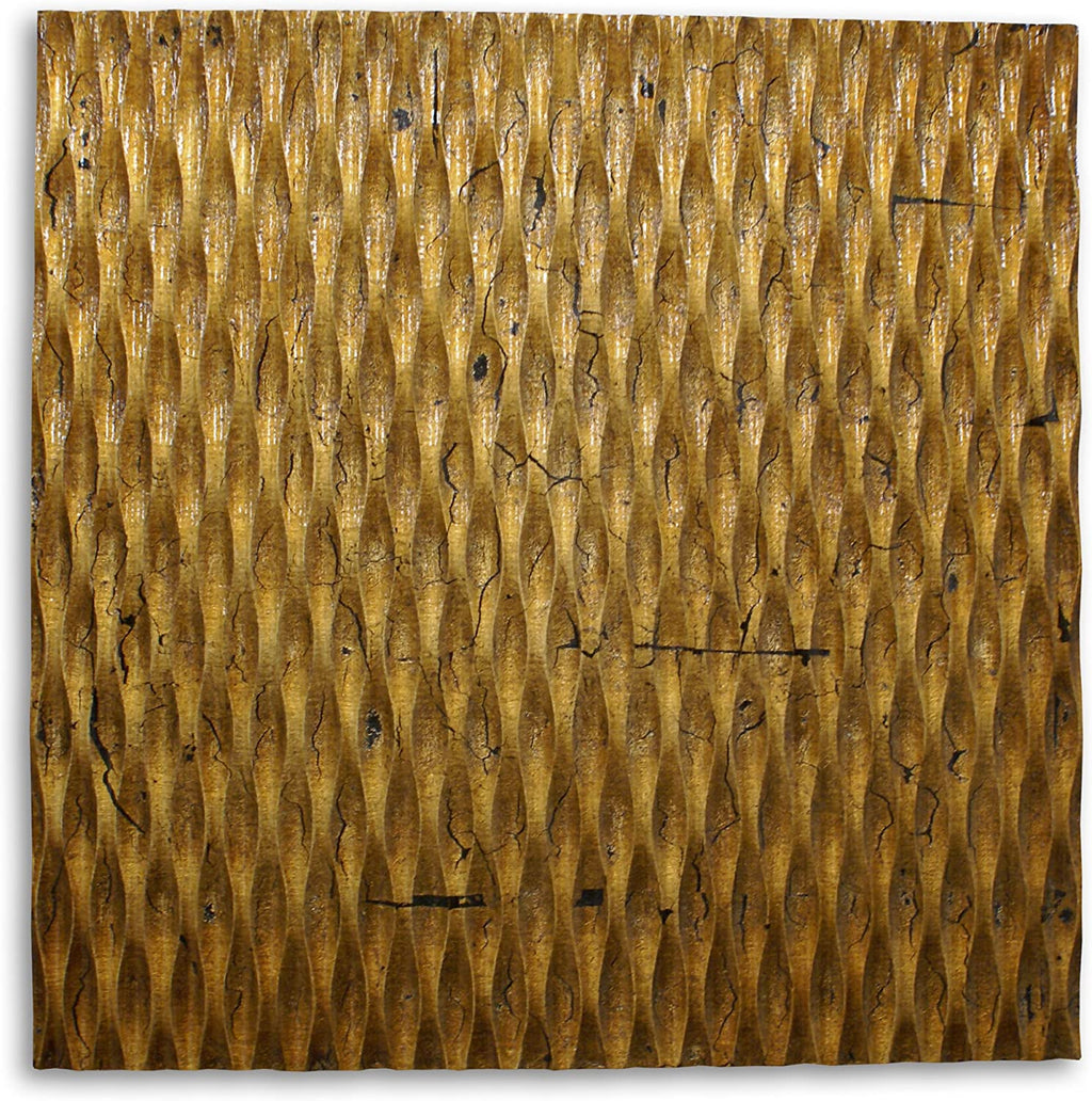36" X 36" Gold Abstract Wood Hanging Dimensional Sculpture