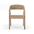 Taupe and Brown Upholstered Faux Leather Curved Back Dining Arm Chair