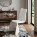 Set of Two White Upholstered Faux Leather Dining Side Chairs