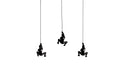 Set of Three Black Resin Climbing Man Hanging Dimensional Sculpture