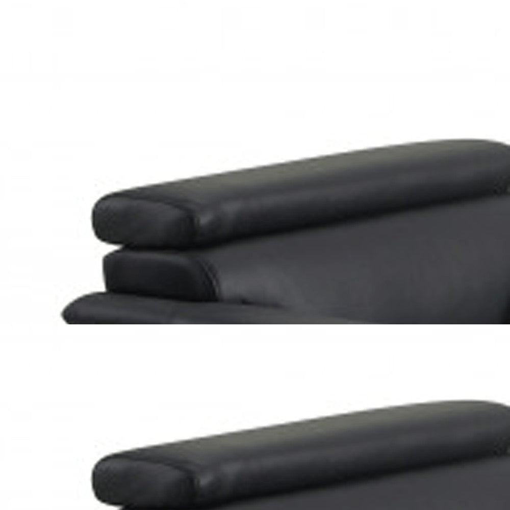Three Piece Indoor Black Genuine Leather Six Person Seating Set