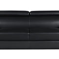 86" Black Leather Sofa With Silver Legs