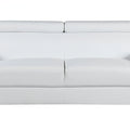 86" White Leather Sofa With Silver Legs