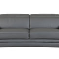 89" White Italian Leather Sofa With Silver Legs