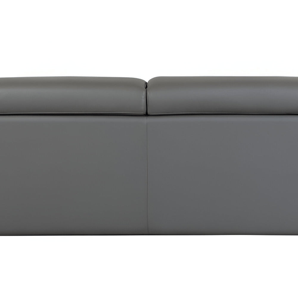 89" White Italian Leather Sofa With Silver Legs