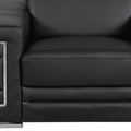 Three Piece Indoor Black Italian Leather Six Person Seating Set