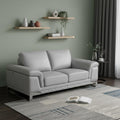 73" Light Gray And Silver Genuine Leather Loveseat