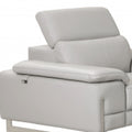 Three Piece Indoor Light Gray Italian Leather Six Person Seating Set