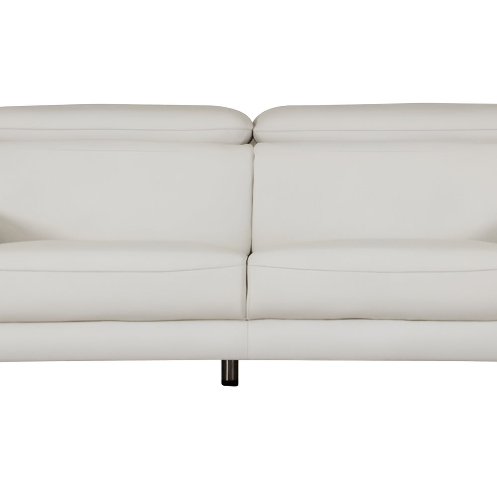 87" Blue Italian Leather Sofa With Silver Legs