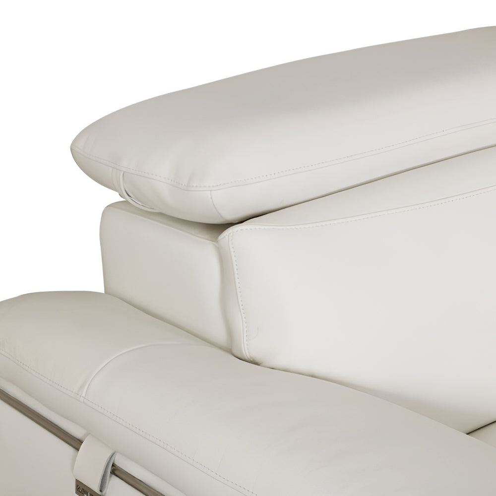 87" Blue Italian Leather Sofa With Silver Legs