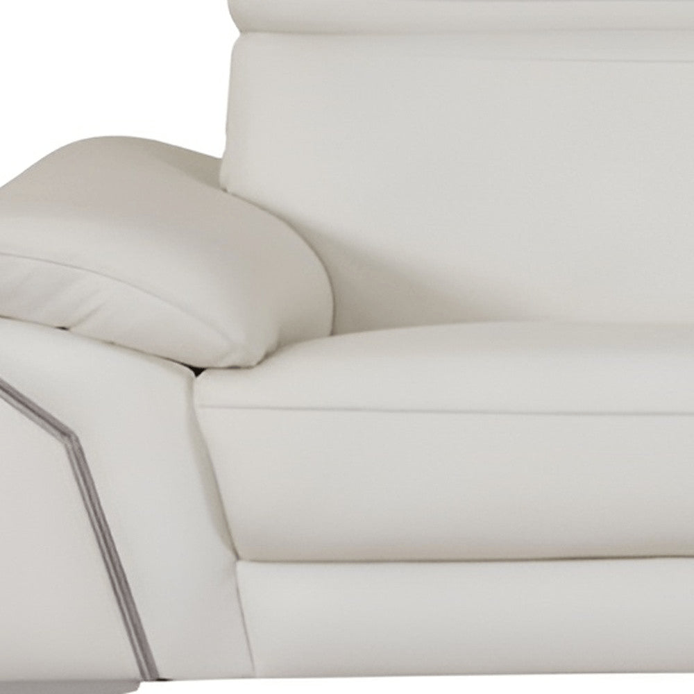87" Blue Italian Leather Sofa With Silver Legs
