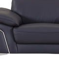 Three Piece Indoor Blue Italian Leather Six Person Seating Set