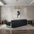92" Light Gray Italian Leather Sofa With Silver Legs