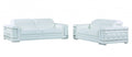 Two Piece Indoor White Italian Leather Five Person Seating Set