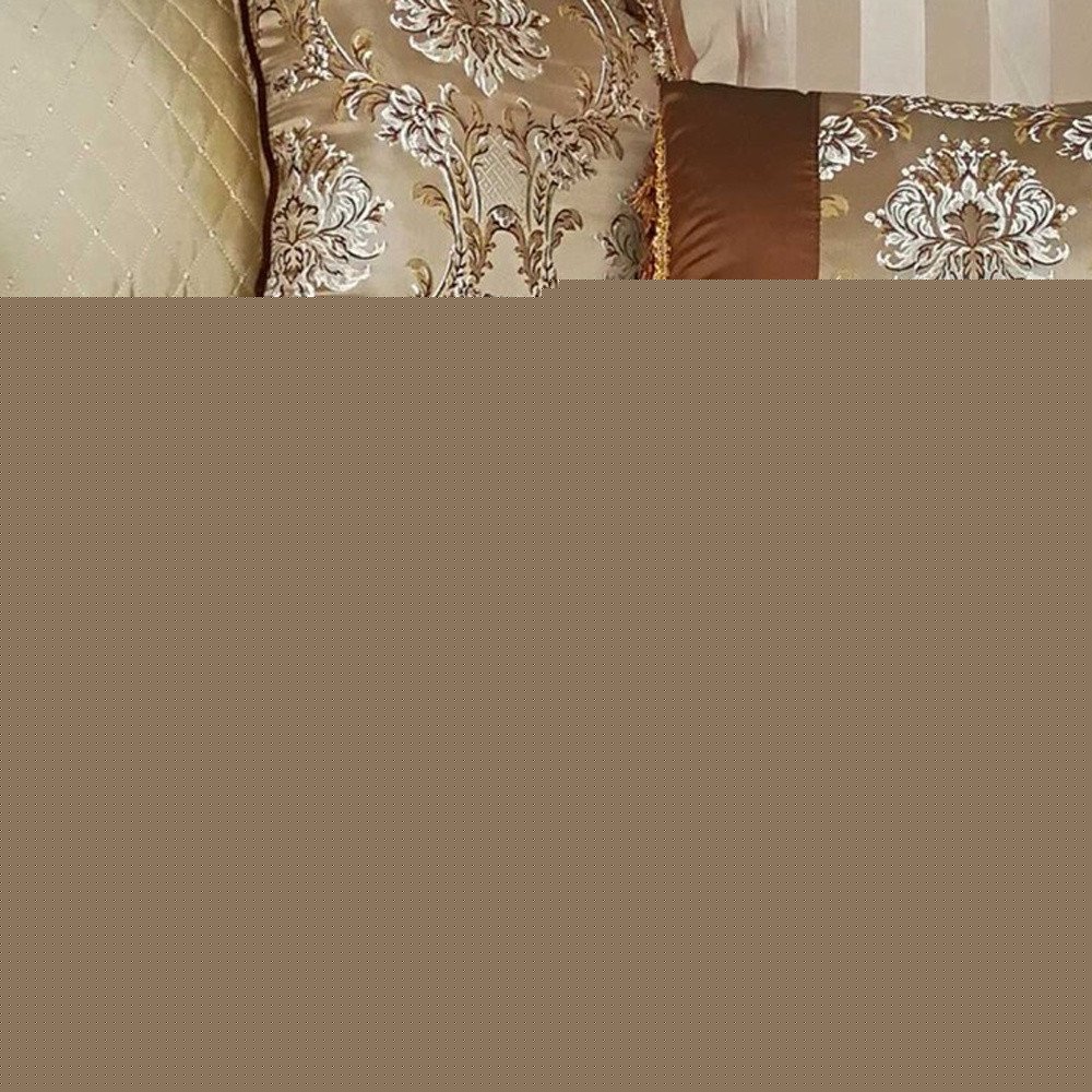 39" Beige Floral Sofa And Toss Pillows With Dark Brown Legs