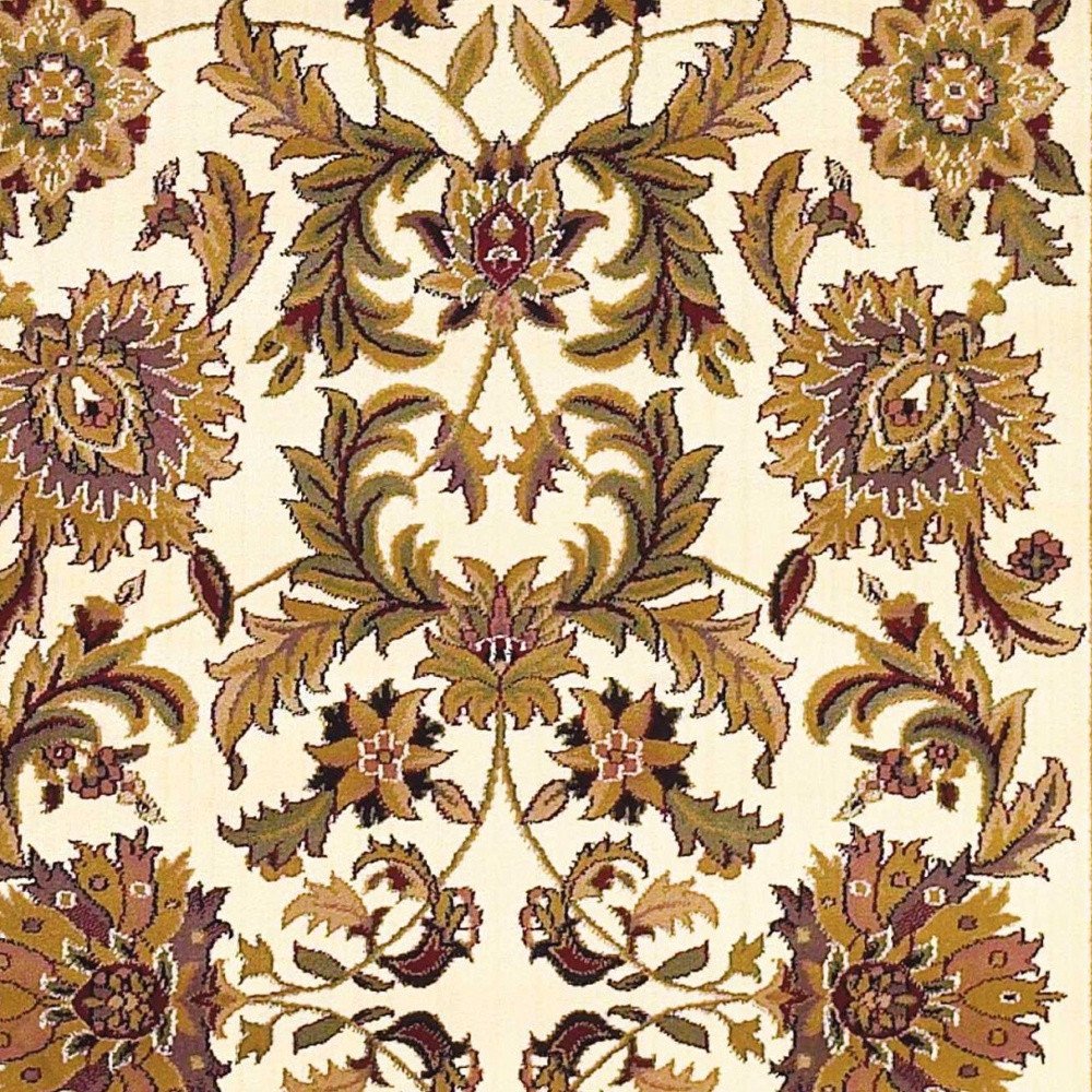 9' X 13' Ivory Red And Orange Floral Medallion Area Rug