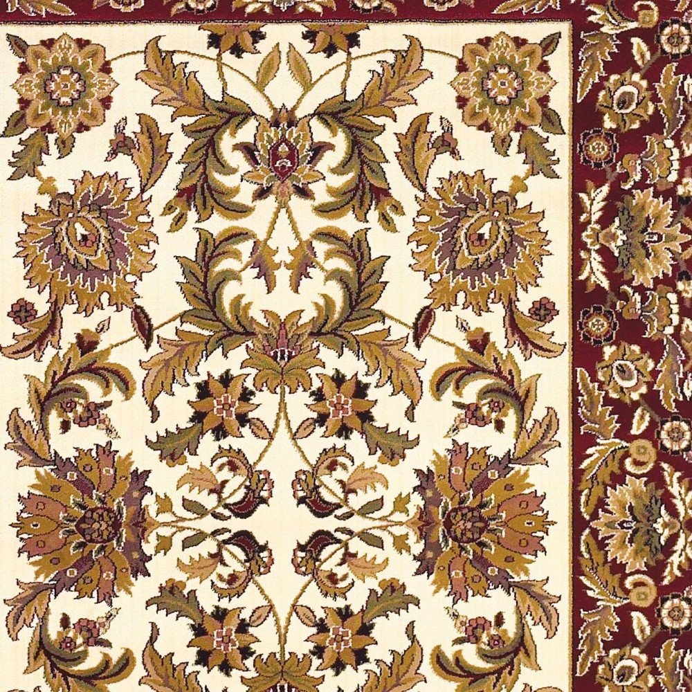 9' X 13' Ivory Red And Orange Floral Medallion Area Rug