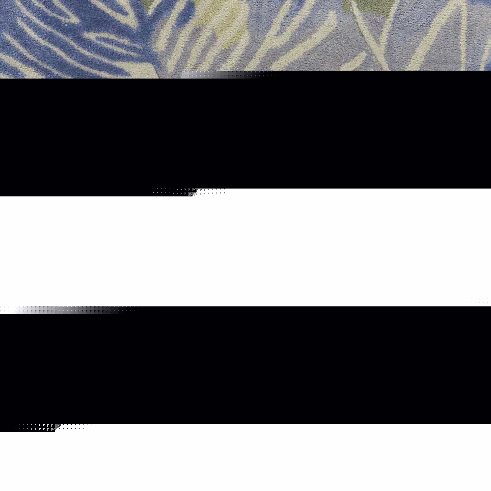 10' Blue Green And Beige Wool Tropical Botanical Hand Tufted Runner Rug