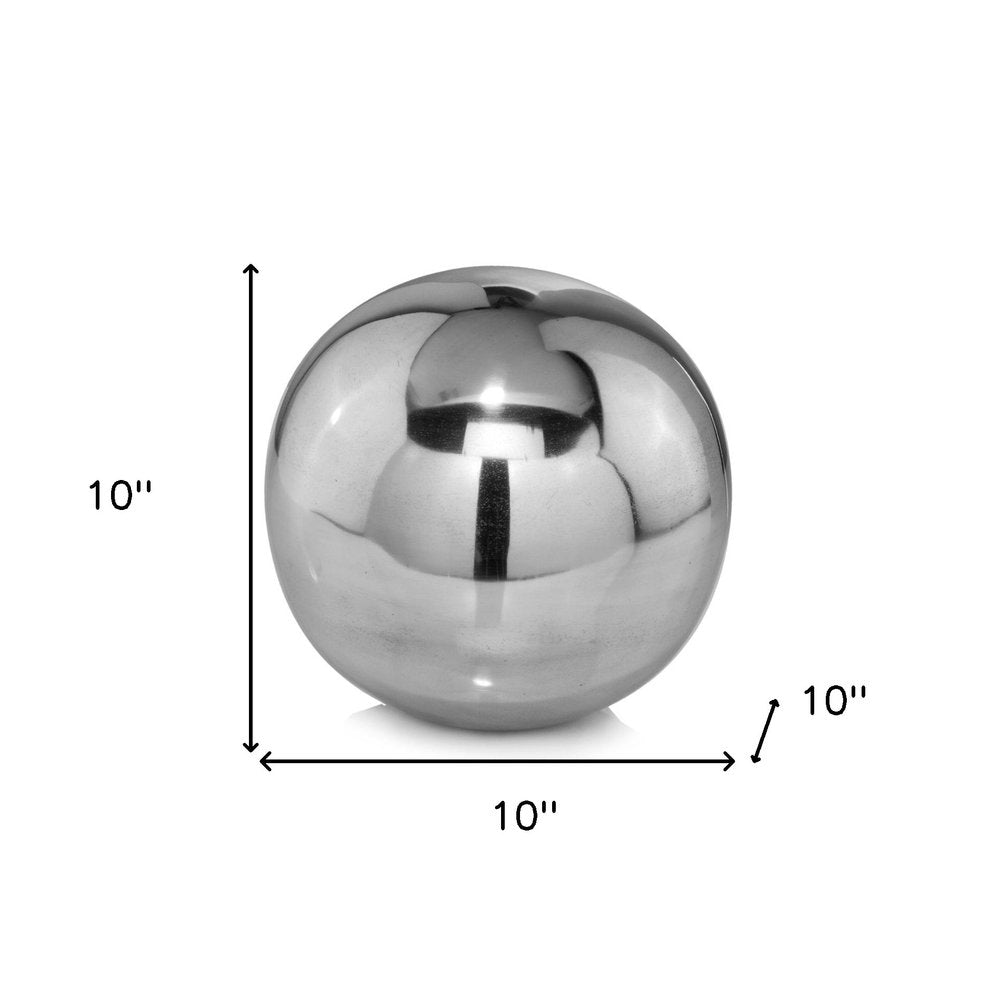 10" Silver Buffed Aluminum Decorative Orb