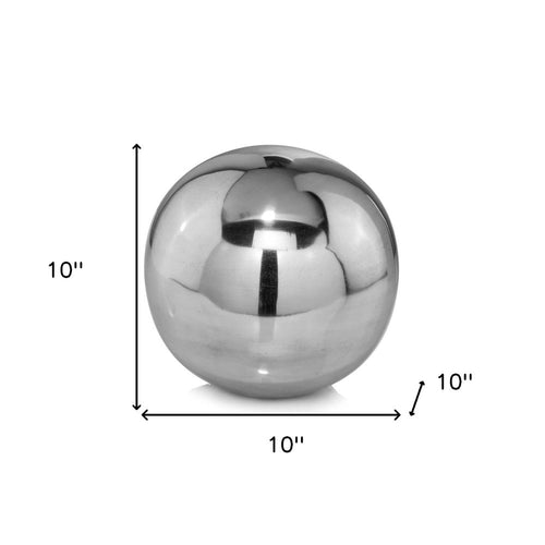 10" Silver Buffed Aluminum Decorative Orb