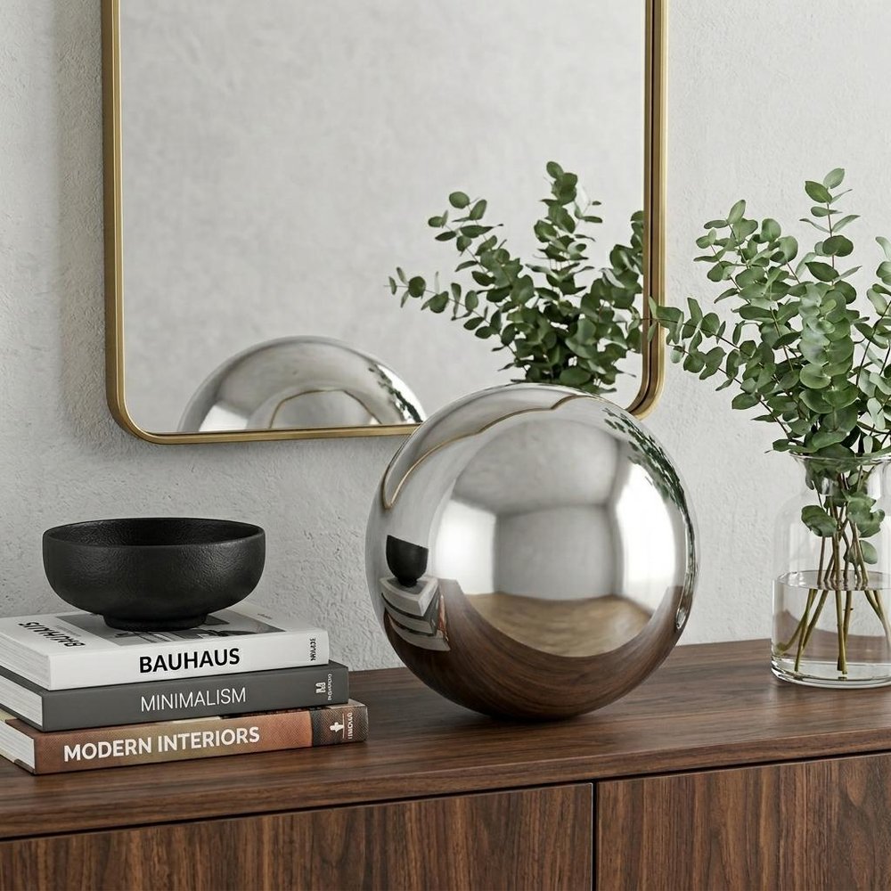 10" Silver Buffed Aluminum Decorative Orb