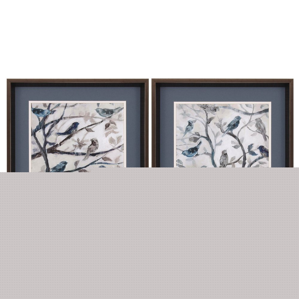 18" X 18" Brushed Silver Frame Morning Song (Set Of 2)
