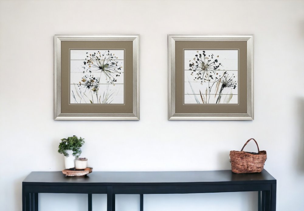 19" X 19" Brushed Silver Frame Natures Lace (Set Of 2)
