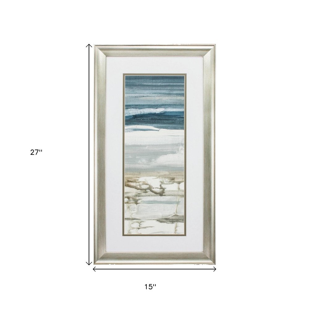 Set of Two 27" X 15" Ocean Print Silver Framed Art Wall Decor