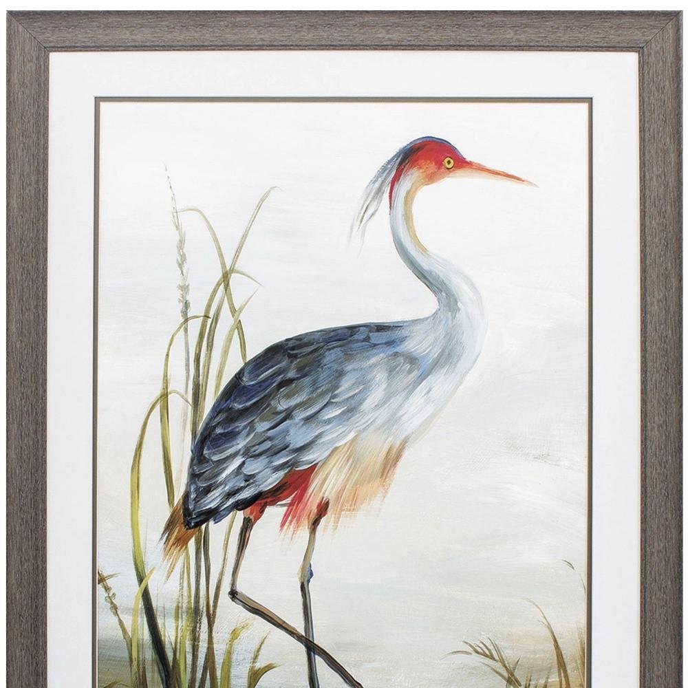 36" X 27" Heron Brown Wood Tone Framed Wall Art
