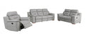Three Piece Indoor Gray Genuine Leather Five Person Seating Set