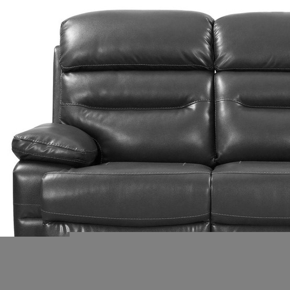 89" Gray Faux Leather USB Sofa With Black Legs