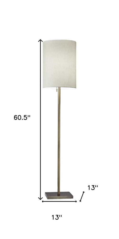 61" Silver Metal Floor Lamp With Fabric Shade