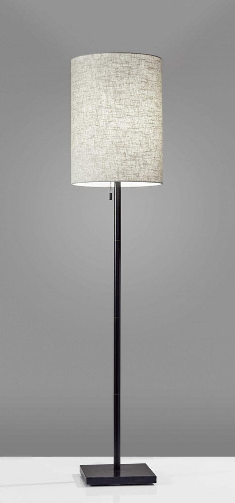61" Silver Metal Floor Lamp With Fabric Shade