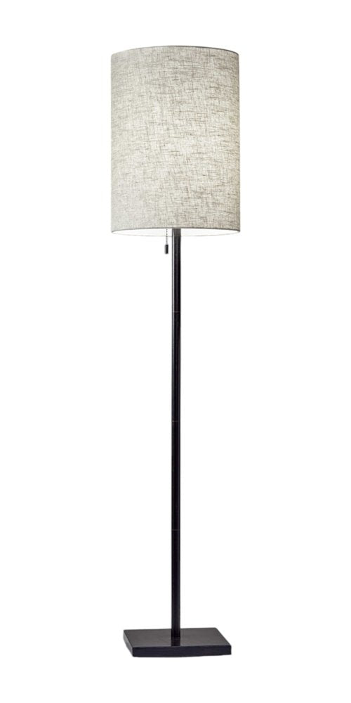 61" Silver Metal Floor Lamp With Fabric Shade