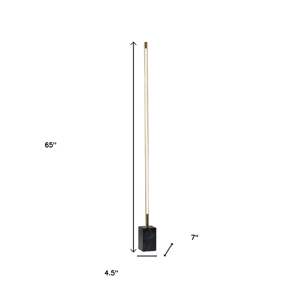 Minimalist Ambient Glow Led Floor Lamp With Dimmer In Antique Brass And Black Marble