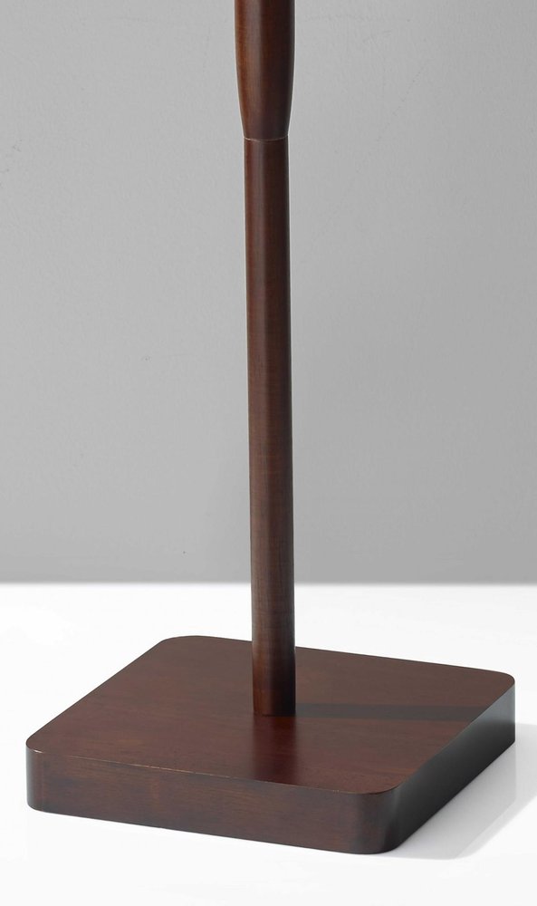 59" Natural Solid Wood Floor Lamp With White Linen Drum Shade