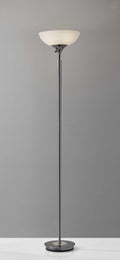 72" Black And White With White Glass Shade
