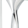 14" Clear Cylinder Aluminum And Crystal Glass Table Vase