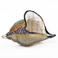 10" Gold Blue Green White Murano Glass Conch Shell Tabletop Sculpture