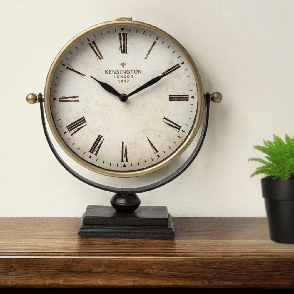 12" Round Gold Metal Wall Clock