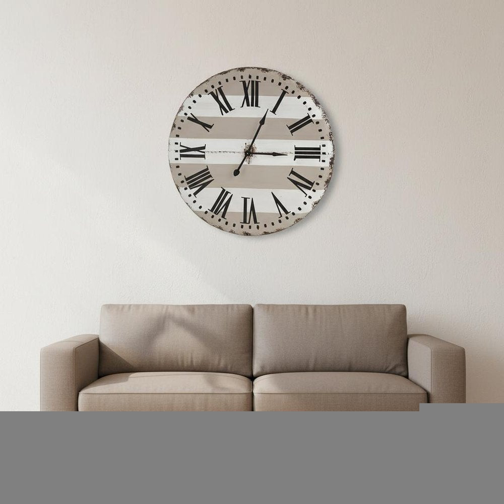 3" Gray And White Metal Analog Round Wall Clock